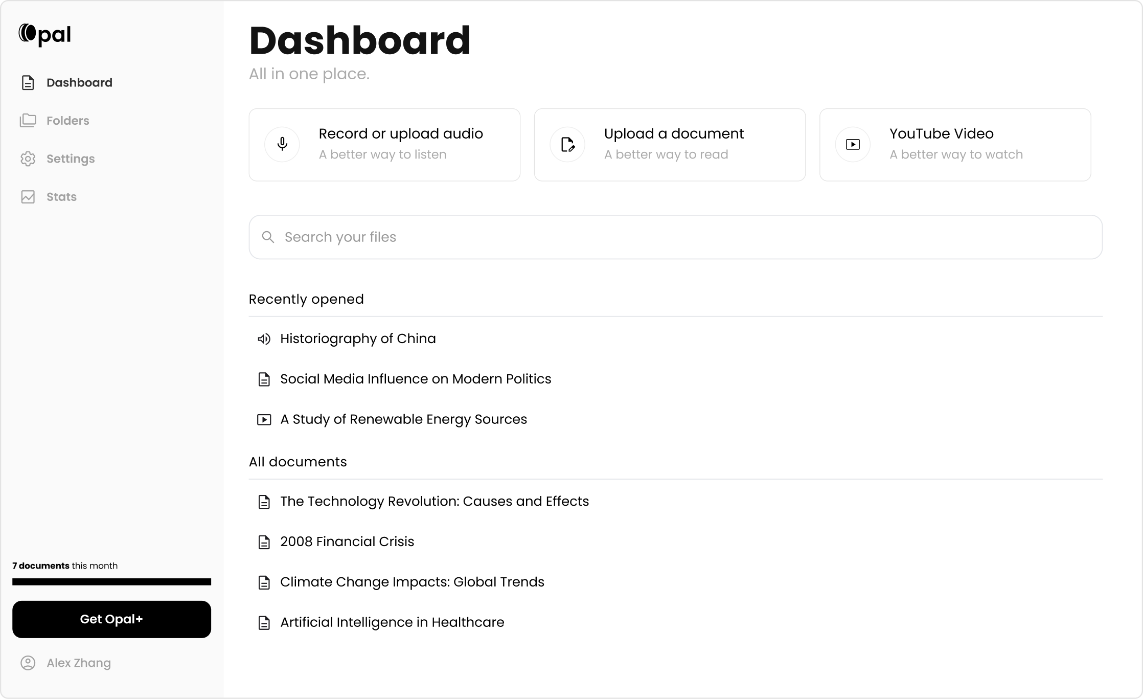Mockup of Dashboard